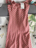 三彩【宋軼同款】2026春季新款法式格紋吊帶裙荷葉邊A字連衣裙長(cháng)裙M 番茄紅格紋 S 155/80A 曬單實(shí)拍圖