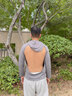 莫代爾三伏天曬背專(zhuān)用上衣男純棉吸汗透氣連帽長(cháng)袖t恤露背戶(hù)外曬太陽(yáng) 連帽款-冷煙灰 【7A+觸膚涼 L (適合115-135斤) 曬單實(shí)拍圖