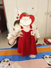 G.duck小黃鴨女童套裝春秋款連衣裙周歲女寶寶公主裙禮服兒童秋冬兩件套 紅色春秋套裝（花朵款夾子） 90 尺碼1~2歲【 80-90cm】 曬單實(shí)拍圖