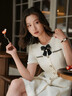 珂萊蒂爾學(xué)院風(fēng)時(shí)尚減齡短袖連衣裙女2026年夏季新款 本白色 M 曬單實(shí)拍圖