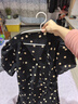 紅袖波點(diǎn)收腰連衣裙夏季新款女裝法式V領(lǐng)顯瘦減齡氣質(zhì)黑色顯白雪紡裙 黑底米點(diǎn)818 M 曬單實(shí)拍圖