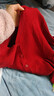 鹿向南紅色法式長(cháng)袖毛針織衫女春季新款短款開(kāi)衫上衣 復古紅 針織衫 M 曬單實(shí)拍圖