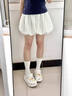 歐貝汐白色半身裙女花苞裙褲夏季高腰顯瘦a字小個(gè)子防走光蓬蓬百褶短裙 白色花苞裙 均碼 曬單實(shí)拍圖