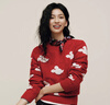 森馬（Semir）迪士尼紅色毛衣女可愛(ài)米奇提花騏驥紅寬松圓領(lǐng)套頭衫101125107004 曬單實(shí)拍圖