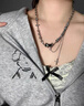 彩萊婭疊戴纏繞項鏈男士潮流十字架吊墜拼接男女小眾鎖骨鏈街頭網(wǎng)紅項鏈 碎石拼接黑石星芒項鏈 曬單實(shí)拍圖
