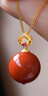 《荷韻》天然南紅瑪瑙單珠吊墜18K黃金女項鏈馬年本命年禮物 荷韻 14mm南紅18K金吊墜贈銀鏈（含鑒定證書(shū)） 曬單實(shí)拍圖