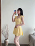 南木熊泳衣女分體兩件套海邊度假純欲少女甜美裙式泳裝顯瘦泡溫泉游泳 黃色【75-125】 均碼 曬單實(shí)拍圖
