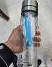 XDO一鍵開(kāi)蓋水杯男士茶杯雙層玻璃泡茶杯子防爆耐高溫全鋼蓋 曬單實(shí)拍圖