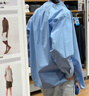優(yōu)衣庫女裝全棉襯衫/長(cháng)袖襯衣休閑通勤外套26春夏新款482828 63 天藍色 XL 曬單實(shí)拍圖