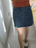 VEROMODA半身裙豹紋印花亮鉆A字牛仔短裙3257003 深牛仔藍色 XS 曬單實(shí)拍圖