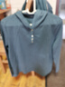 橫行道2026新款女裝連帽黑色休閑寬松簡(jiǎn)約長(cháng)袖竹節棉打底衫t恤上衣春裝 牛仔藍 3XL 曬單實(shí)拍圖