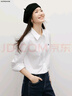 紅袖（hopeshow）100%棉襯衫2026春季新款女裝撞色船帆刺繡顯瘦氣質(zhì)翻領(lǐng)百搭上衣 本白001 M 曬單實(shí)拍圖