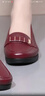 旺奈（WANGNAI）真皮女鞋全牛皮媽媽鞋50-60歲春秋款單鞋大碼女皮鞋41-43防滑軟底 酒紅色 42 (260mm) 標準碼 曬單實(shí)拍圖