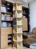 實(shí)木旋轉書(shū)架360度一體靠墻可移動(dòng)轉拐角書(shū)柜臥室床頭落地置物架 五層1.6m高_原木色_免漆松木 曬單實(shí)拍圖