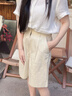 MUSINSA STANDARD韓國26春季新品女士寬松闊腿版棉質(zhì)百慕大短褲 奶油色（CR） 25 曬單實(shí)拍圖