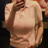 優(yōu)衣庫女裝棉莫代爾混紡POLO領(lǐng)針織衫/短袖毛衣毛衫26新款484607 11 粉紅色 M 曬單實(shí)拍圖
