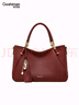 歌詩(shī)嫚（Geshiman）頭層牛皮休閑媽媽單肩包女時(shí)尚大容量托特包生日禮物7281 棗紅 曬單實(shí)拍圖