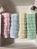 全棉時(shí)代嬰兒口水巾兒童水洗紗布小毛巾洗臉禮盒4條裝 粉藍黃綠25×25cm 曬單實(shí)拍圖
