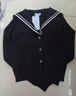UR2026春季新款女裝學(xué)院風(fēng)海軍領(lǐng)口袋針織開(kāi)衫UYY950079+ 黑色 S 曬單實(shí)拍圖