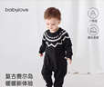 babylove【清倉】嬰幼兒連體衣春秋款毛衫針織哈衣爬服寶寶毛衣外出保暖 費爾島-黑 90cm 曬單實(shí)拍圖