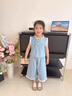 G.duck小黃鴨童裝女童夏裝套裝兒童牛仔衣服女寶寶夏季闊腿褲背心兩件套 淺藍色 110 （建議身高100cm 4-5歲）cm 曬單實(shí)拍圖