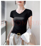 NOMe短袖T恤女V領(lǐng)正肩體恤上衣女修身內搭打底衫 黑色  3XL 曬單實(shí)拍圖