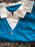 2026春季新款拼接假兩件polo領(lǐng)洋氣針織衫女高端顯瘦軟糯打底外穿 藍色 2XL 130-140斤 曬單實(shí)拍圖