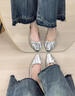 ZHR則則淺口單鞋女2026新款女鞋內增高氣質(zhì)小皮鞋女配裙子船鞋 AF300 銀色 37 曬單實(shí)拍圖