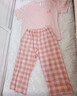 貓人純棉睡衣女士夏季短袖七分褲粉格家居服套裝2026新款 粉色A字母 L 【建議重100-120斤】 曬單實(shí)拍圖
