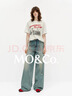 MO&Co.【秦嵐同款】短袖T恤做舊搖滾印花寬松 摩安珂 本白色 M /165 曬單實(shí)拍圖