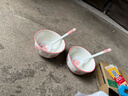 釉下彩可愛(ài)卡通碗碟套裝家用高顏值陶瓷碗筷盤(pán)餐具 2碗2勺 4件套 曬單實(shí)拍圖