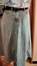 UR2026夏季新款女波嬉風(fēng)復古水洗腰帶裝飾牛仔半裙UWM850107 淺藍 M 曬單實(shí)拍圖