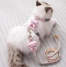寵小曼新款狗狗貓咪牽引繩胸背帶花花蝴蝶結套裝透氣遛狗繩比熊泰迪S碼 曬單實(shí)拍圖