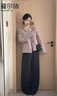蔓爾依女裝套裝春秋2026新款韓系氣質(zhì)小香風(fēng)兩面穿毛呢外套休閑闊腿褲子 紫/灰兩面穿外套+褲子+內搭 (三件套） L （建議116-125） 曬單實(shí)拍圖