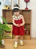 G.duck小黃鴨童裝女童連衣裙夏季2026新款女寶寶公主裙無(wú)袖薄款兒童裙子 紅色櫻桃 90 建議80-90cm1歲半-2歲 曬單實(shí)拍圖