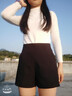 歐貝汐黑色短褲女夏季外穿高腰2026新款春秋辣妹闊腿女士薄款西裝短褲子 黑色 M 曬單實(shí)拍圖