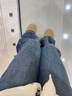 UR秋季新款女裝復古丹寧水洗貓須喇叭牛仔長(cháng)褲UYB850006 霧霾藍 26 曬單實(shí)拍圖