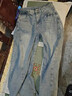 fingercroxx it美式破洞彎刀牛仔褲男士夏季寬松直筒高街潮流闊腿休閑長(cháng)褲子 藍色 【專(zhuān)柜同款】 28 【90-100斤】 曬單實(shí)拍圖