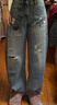 UR2025秋季新款女裝潮流涂鴉破洞磨破彎刀牛仔長(cháng)褲UYV850150 曬單實(shí)拍圖