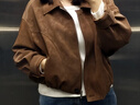 自巧小個(gè)子復古仿麂皮絨短外套小翻領(lǐng)下擺收口2026年春季新品女 栗子棕 M （尺碼：4） 曬單實(shí)拍圖