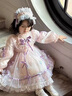 G.duck小黃鴨童裝洛麗塔公主裙女童連衣裙春秋季蝴蝶結生日禮服蓬蓬裙女 粉紫色 100 建議2~3歲（ 90-100cm） 曬單實(shí)拍圖
