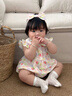 歐孕（OUYUN）女童連衣裙子夏季新款兒童公主裙清新碎花無(wú)袖娃娃領(lǐng)寶寶裙子 兔舞花影 80 cm 曬單實(shí)拍圖