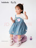 巴拉巴拉【小豬佩奇聯(lián)名】童裝女童連衣裙寶寶裙子兒童夏裝可愛(ài)甜美親膚 白藍色調00418 90 曬單實(shí)拍圖