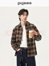 gxgjeans男裝 咖色格紋美式復古寬松長(cháng)袖襯衫 25年秋新品 咖格 M (170) 曬單實(shí)拍圖
