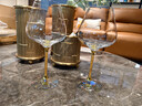 VINOS奢華一體式紅酒杯套裝高檔家用水晶玻璃葡萄酒高腳杯子酒杯酒具 醒酒器+一體架+金箔勃艮第杯6只 600ml 曬單實(shí)拍圖