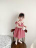 優(yōu)奇女童連衣裙夏裝新款洋氣兒童公主裙女寶寶格子吊帶裙夏季兒童裙子 紅色 90 曬單實(shí)拍圖