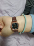 首飾時(shí)尚女士手表小眾原宿簡(jiǎn)約文藝細皮帶方形手表數字女學(xué)生腕表 棕黑 曬單實(shí)拍圖
