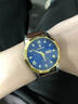 POEDAGAR瑞士正品男士手表奢華防水時(shí)尚韓版雙日歷夜光潮流手表男石英腕表 810間金殼藍面皮帶款 41mm 曬單實(shí)拍圖