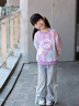 唐獅（TonLion）女童扎染衛衣春秋薄款印花圓領(lǐng)衛衣中大童春裝上衣新款 粉紫 130 曬單實(shí)拍圖
