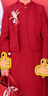 雪夕（XUEXI）喜婆婆婚宴禮服平時(shí)可穿媽媽禮服兩件套優(yōu)雅高貴旗袍領(lǐng)紅色連衣裙 曬單實(shí)拍圖